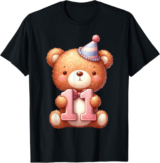 11th Birthday Happy Birthday Brown Teddy Bear T-Shirt
