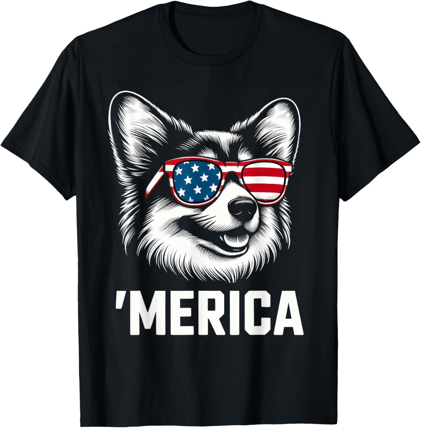 'merica Corgi Dog Wearing Sunglasses 4th of July T-shirt