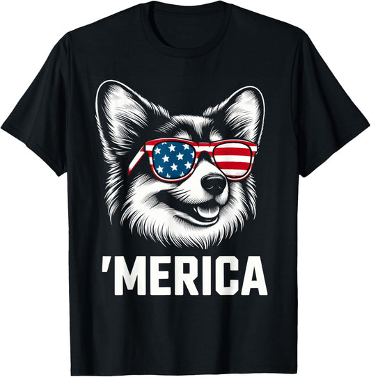 'merica Corgi Dog Wearing Sunglasses 4th of July T-shirt