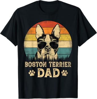 Vintage Boston Terrier Dad Dog Lovers Father's Day Tee T-Shirt