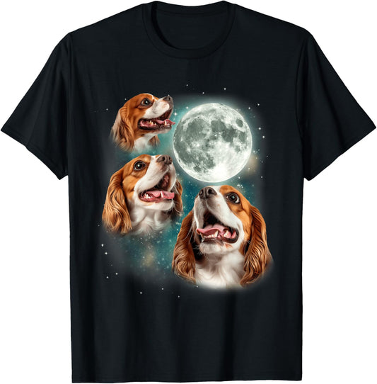 3 Cavalier King Charles Spaniel Moon | Canine Pet Dog Lover T-Shirt