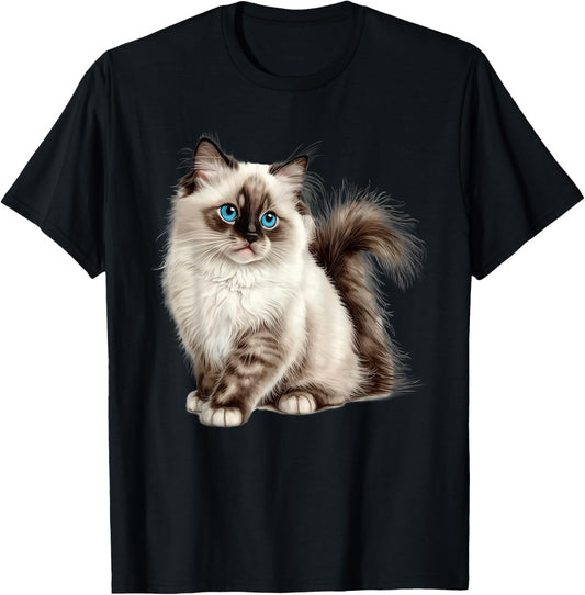 Cute Ragdoll Little Cat Portrait Blue Eyes Kitten Lover Kids T-Shirt
