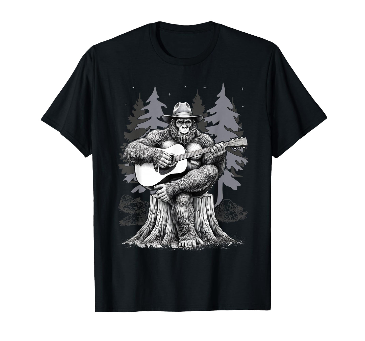 Bigfoot Playing Electric Guitar Sasquatch Rock On Big Foot T-Shirt