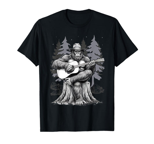 Bigfoot Playing Electric Guitar Sasquatch Rock On Big Foot T-Shirt