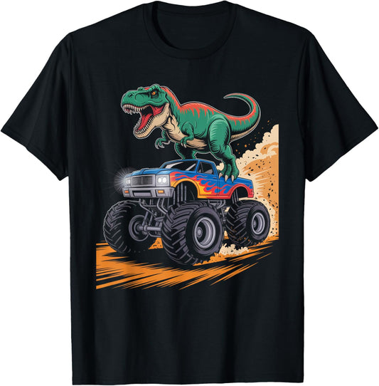 Monster Truck Dinosaur Birthday Party T-Rex Smash Boys T-Shirt