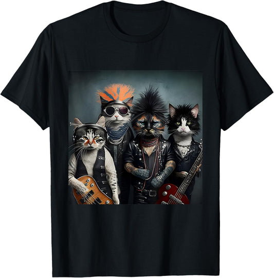 HeavyMetal Headbanger Meowtal Cats Band Hard Rocks Kitties T-Shirt
