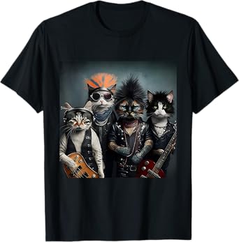HeavyMetal Headbanger Meowtal Cats Band Hard Rocks Kitties T-Shirt