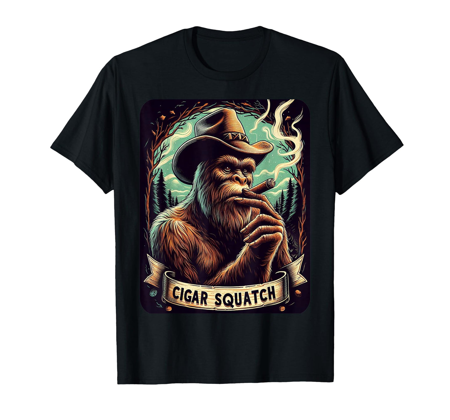 Cigar Smoking Bigfoot Sasquatch Cigar Squatch T-Shirt