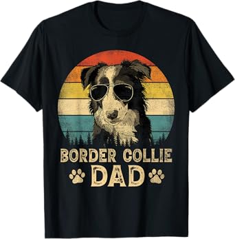 Vintage Border Collie Dad Dog Lovers Father's Day Tee T-Shirt