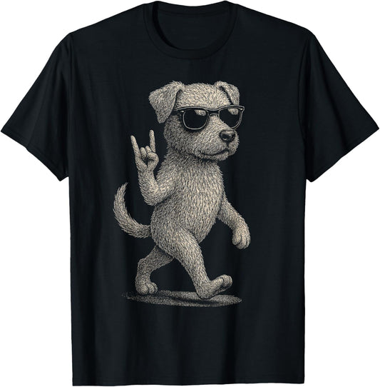 Funny Retro Dog Rock & Roll, Rock Music, Rockin’ Pup Vibes T-Shirt