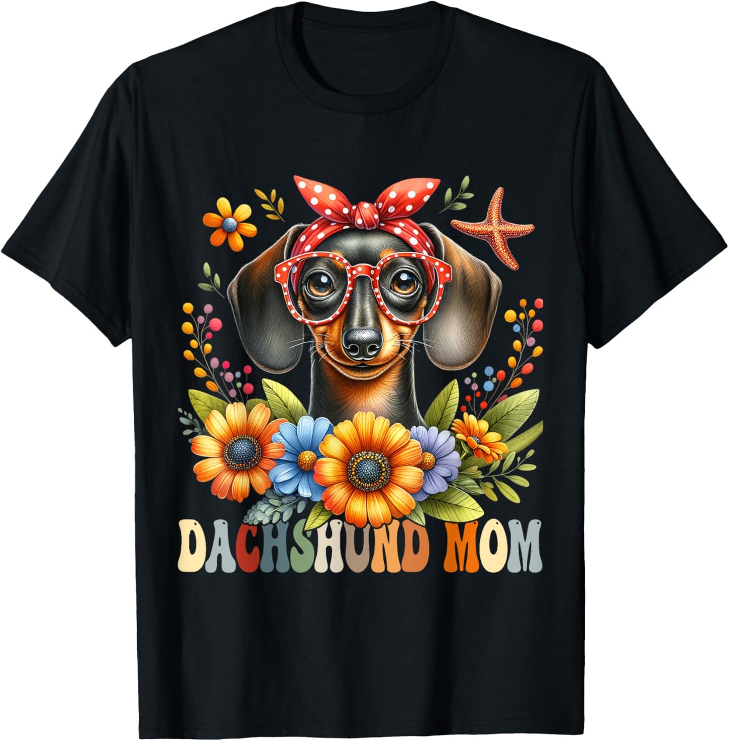 Dachshund Mom Dog Lover Mother's Day Retro Floral Women T-Shirt