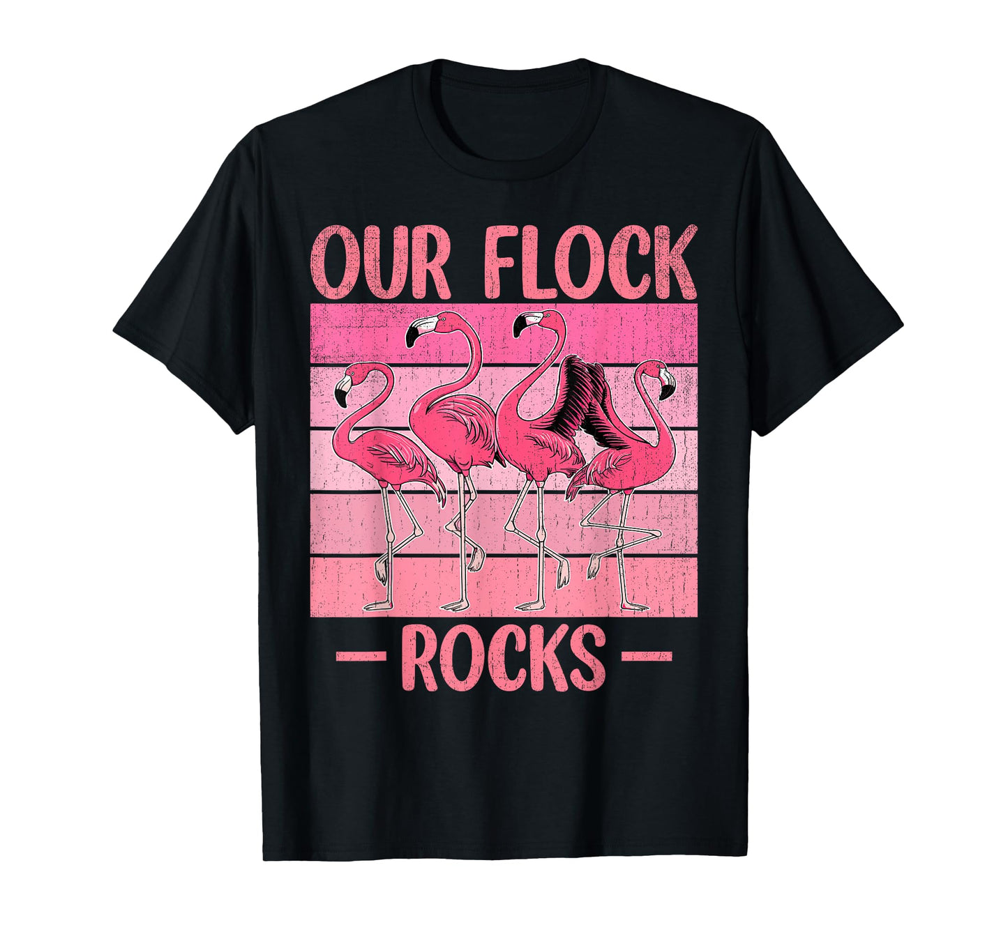 Our Flock Rocks Flamingos Lover Family Vacation Group T-Shirt