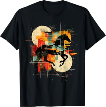Artsy Equestrian vaulter on Abstract Art Equestrian Vaulting T-Shirt
