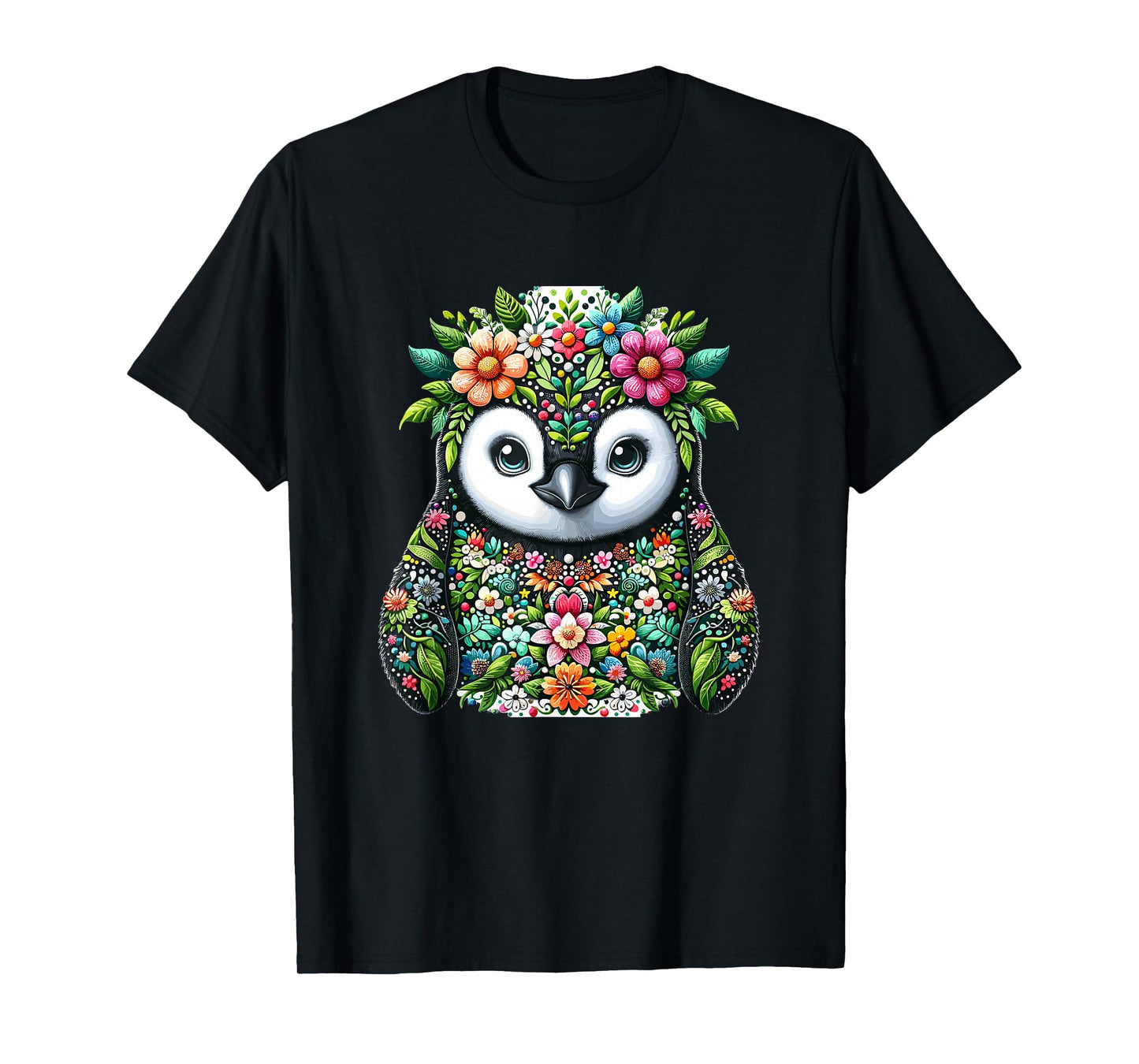 Cute Floral Aesthetic Penguin Lover Penguin T-Shirt