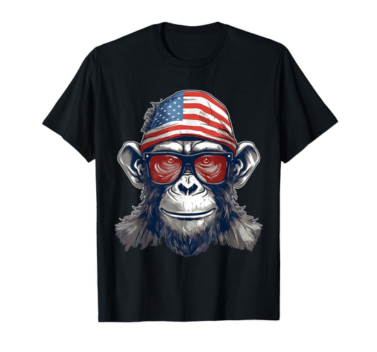 4th Of July US Flag Monkey T-Shirt