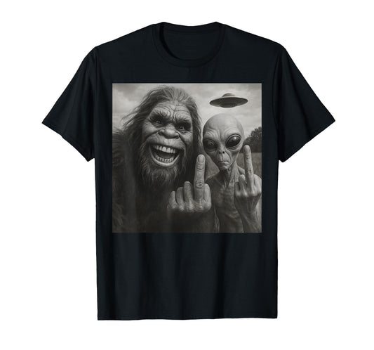 Bigfoot Alien Middle Finger T-Shirt