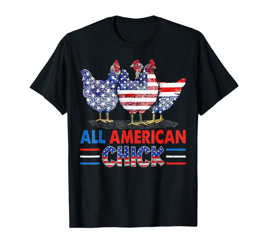 All American Chicken, Chick Patriotic USA Flag 4Th Of July T-Shirt for Women Men