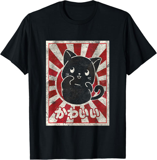 Kawaii cat Japanese black anime Cat Lover T-Shirt