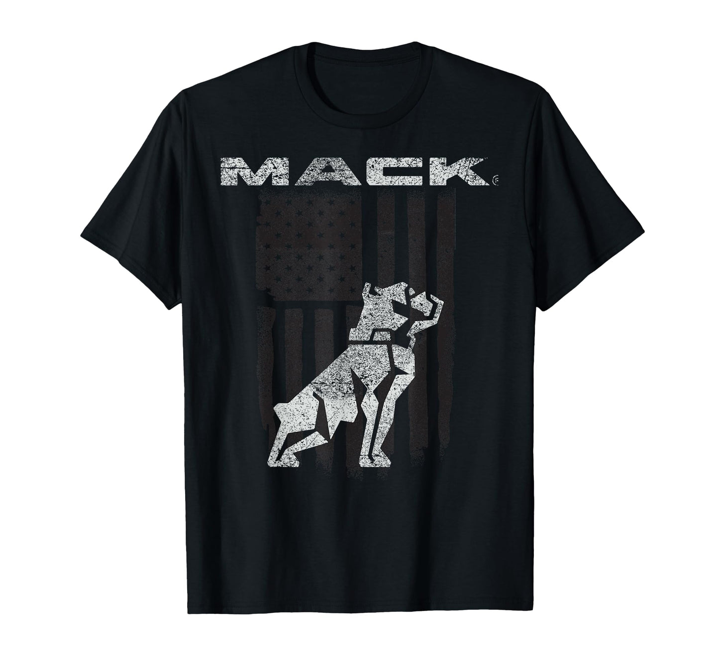 Mack Trucks Mack The Bulldog Logo with American Flag Trucker T-Shirt