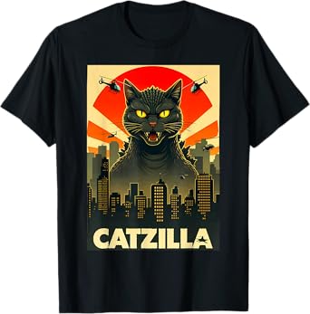 Catzilla Cat Japanese Art Funny Cat Gifts For Men Women Kid T-Shirt