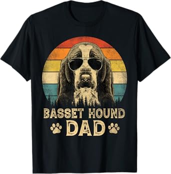 Vintage Basset Hound Dad Dog Lovers Father's Day Tee T-Shirt