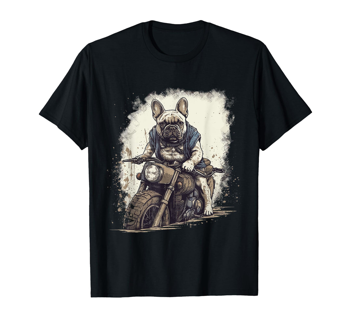 Funny Vintage French Bulldog Biker French Bulldog Motorcycle T-Shirt for Men Women
