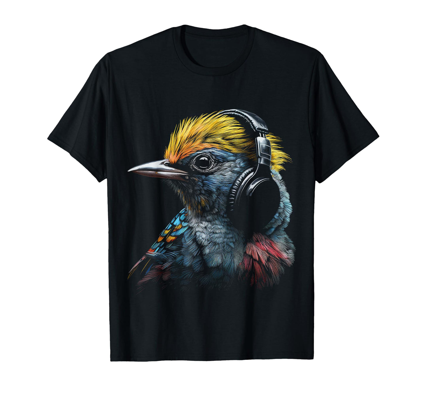 Bird Headphones Artwork | Music Animal Motif Bird T-Shirt
