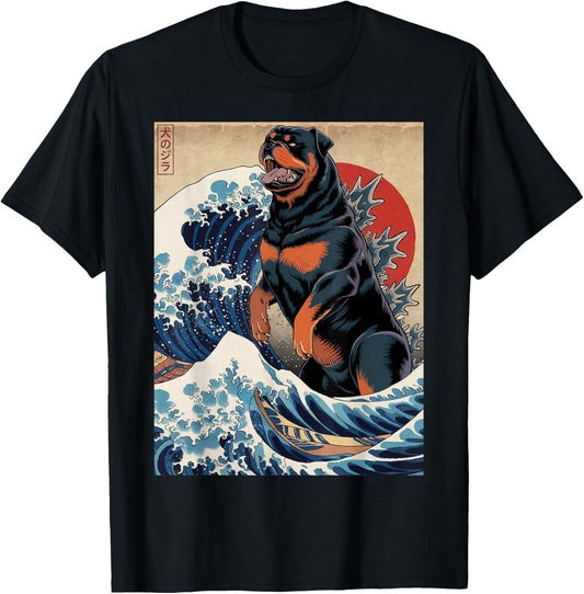 Funny Japanese Art Vintage Rottweiler Dog Design - Rottzilla T-Shirt