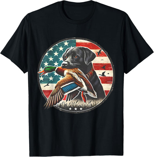 Labrador Duck Hunting Partner Waterfowl Hunter Dog Unisex-Adults Black Small Camouflage Short Sleeve T-Shirt
