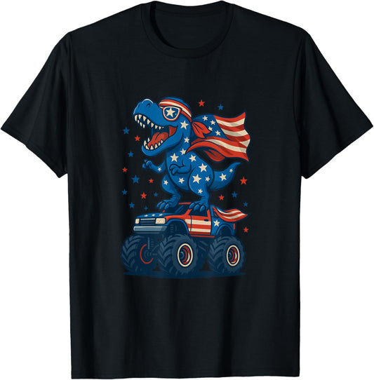 Dinosaur 4th Of July T Shirt Kids Boys Men Amerisaurus T Rex T-Shirt