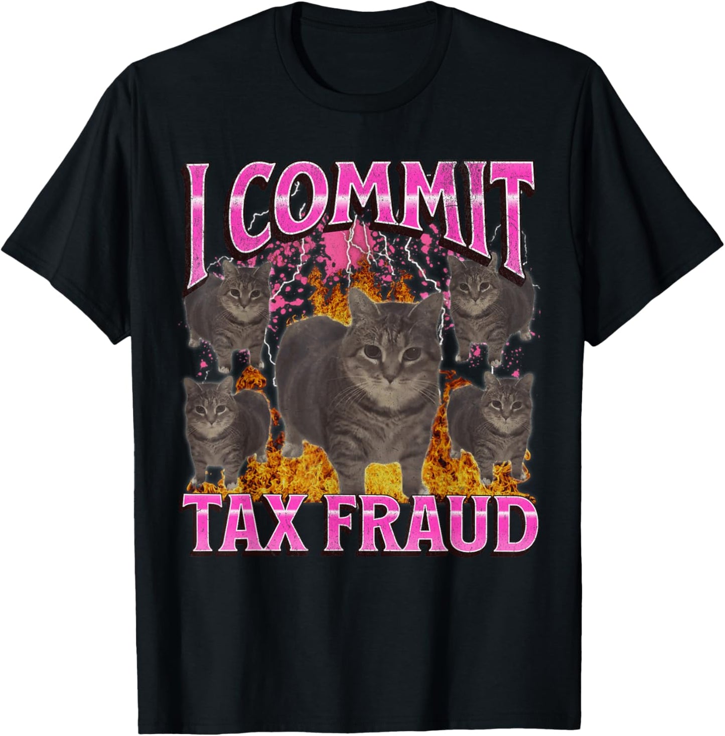 I Commit Tax Fraud Funny Oia Oia Cat Meme Bootleg Graphic T-Shirt