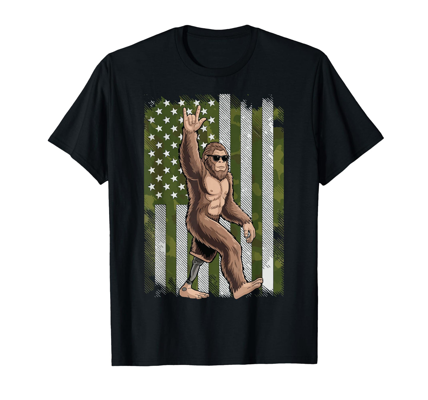 Bigfoot Amputee US Flag Limb Loss T-Shirt