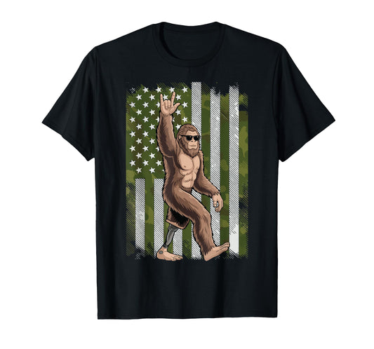 Bigfoot Amputee US Flag Limb Loss T-Shirt