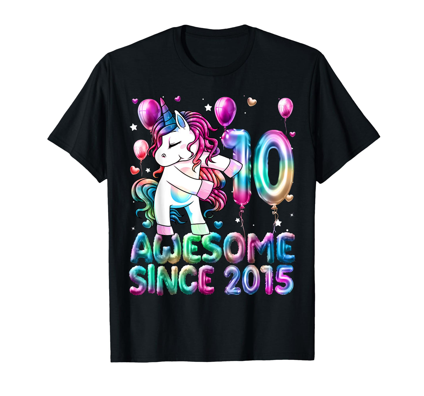 Flossing Unicorn 10 Year Old 10th Birthday Girl Unicorn T-Shirt