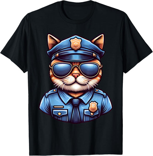 Cat Police Funny Kitten Cop Policeman Uniform T-Shirt