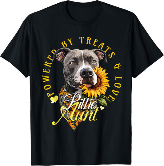 Pitbull Aunt Pittie Lover Cute Sunflower Pit Bull Auntie T-Shirt