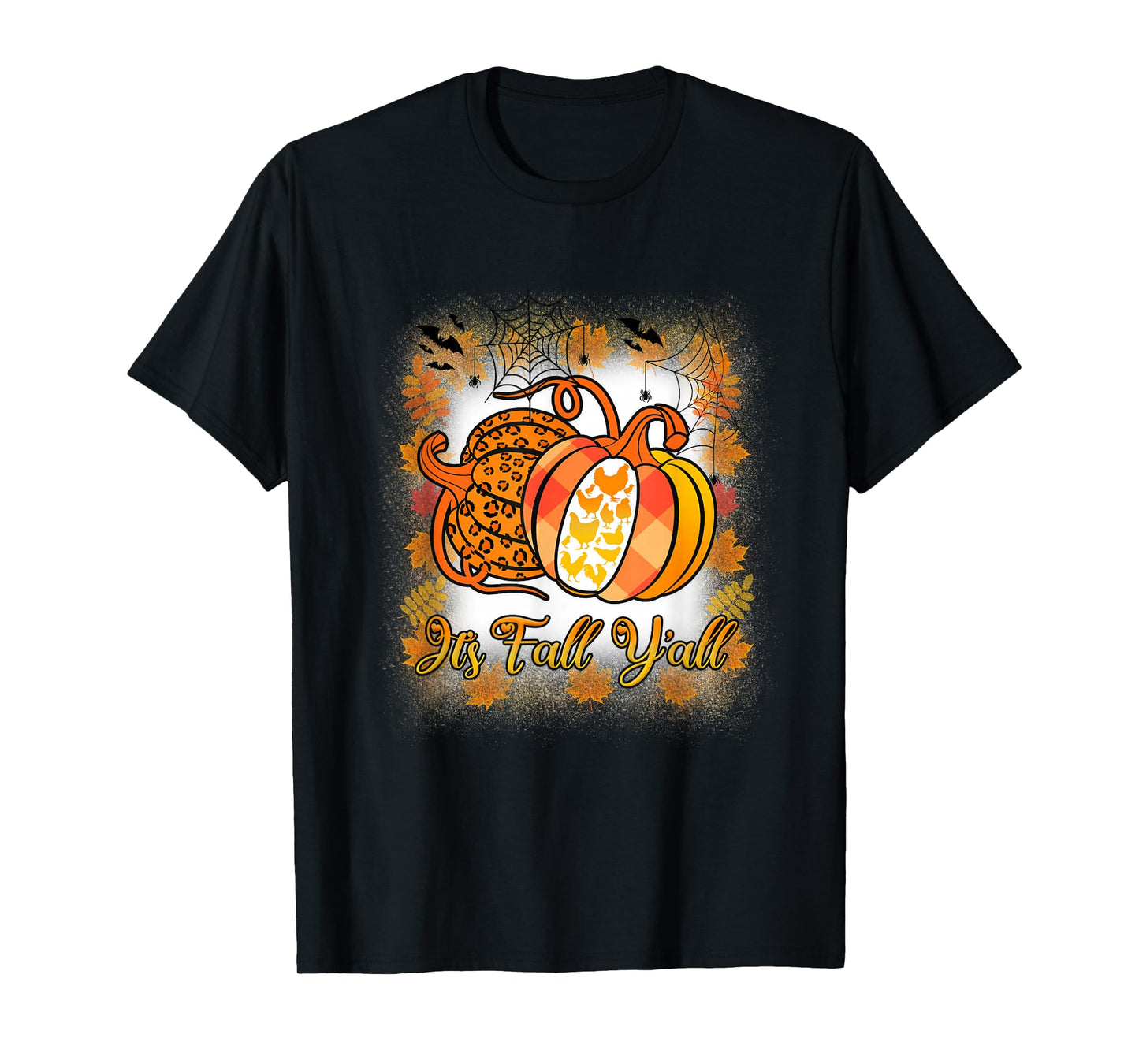 It’s Fall Y’all Pumpkin Leopard Print Chicken Halloween T-Shirt