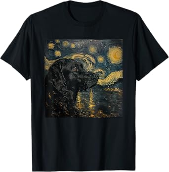 Labrador Retriever Dog Van Gogh Style Starry Night Men Women Kids T-Shirt