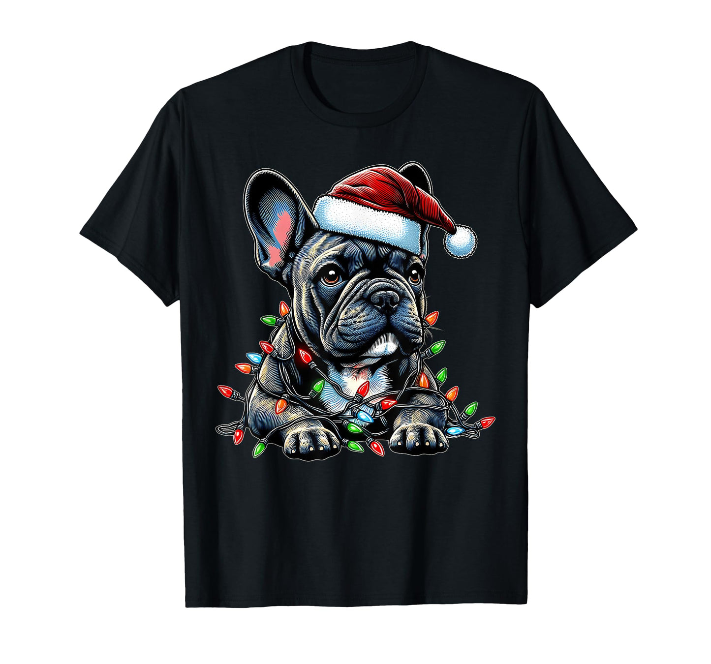 French Bulldog Frenchie Christmas Hat Xmas Men Women Kids T-Shirt