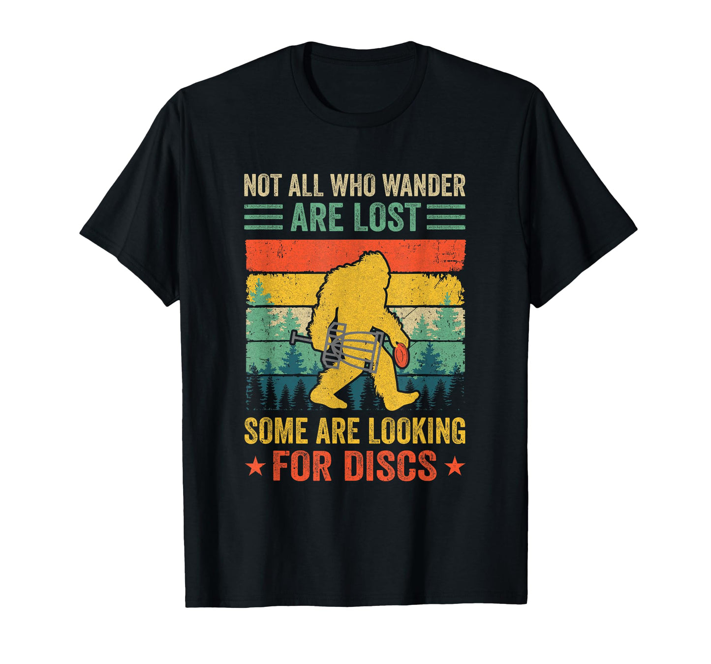 Funny Disc Golf For Men Women Bigfoot Disc Golf Player Retro T-Shirt
