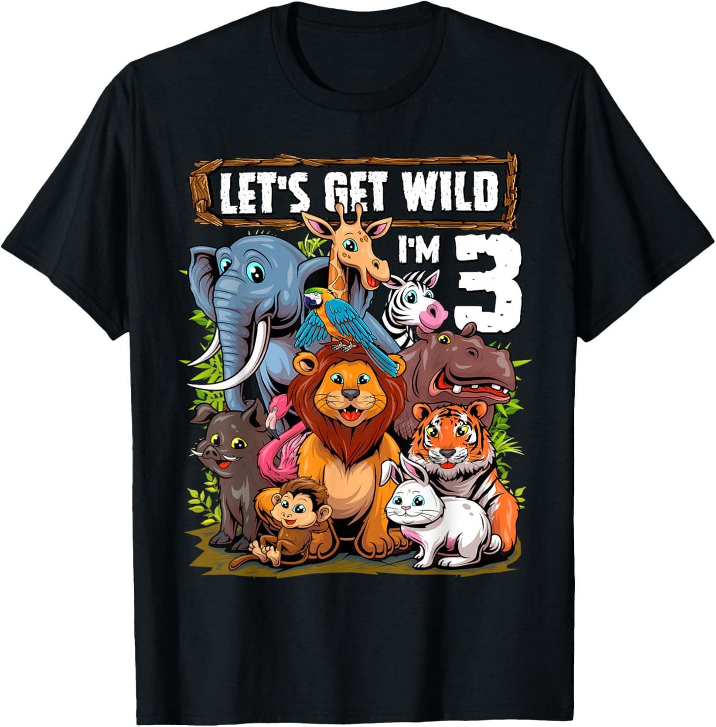 3 Year Old Zoo Birthday Safari Jungle Animals 3rd Birthday T-Shirt