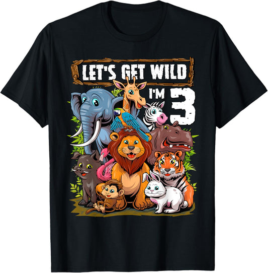 3 Year Old Zoo Birthday Safari Jungle Animals 3rd Birthday T-Shirt