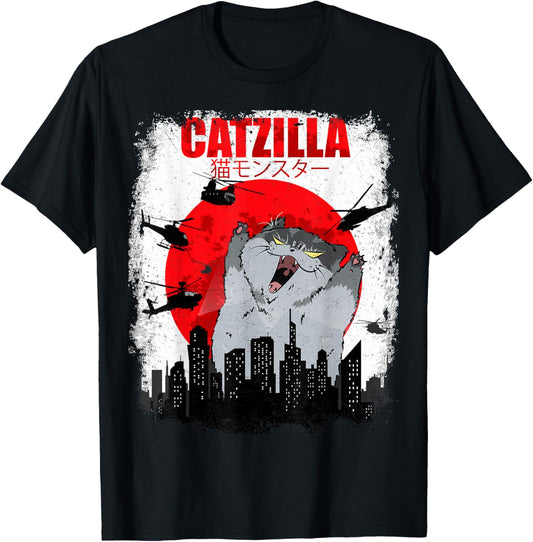 Catzilla Cat Japanese Art Funny Pet Lovers Cat For Men Women T-Shirt