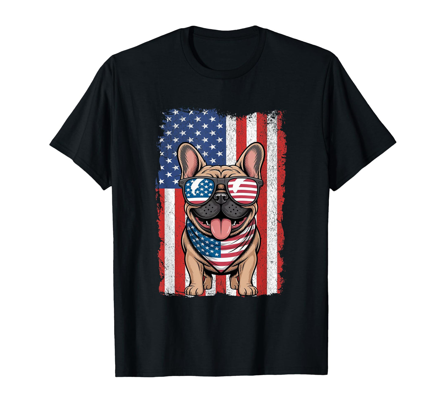French Bulldog 4th of July Dog Patriotic USA Flag Frenchie T-Shirt for Men Women Kids