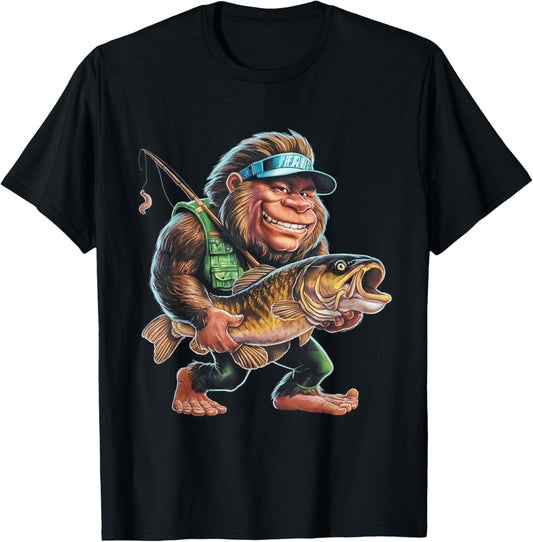 Catfishing Bigfoot Sasquatch Fishing Catfishermen Men Boys T-Shirt