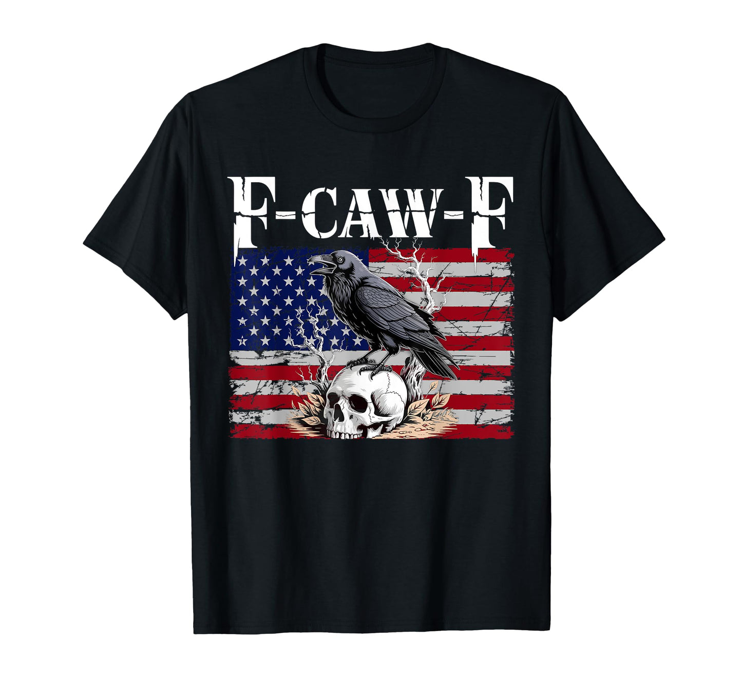 F-Caw-F Black Crow Black Bird Retro USA Flag Vintage F-Caw-F T-Shirt