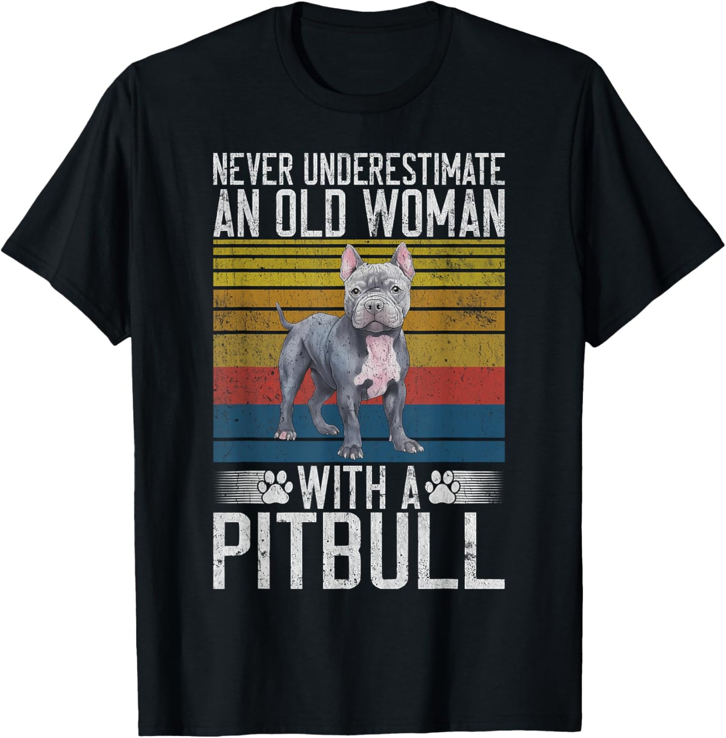 Never underestimate an old Woman with a Pitbull T-Shirt