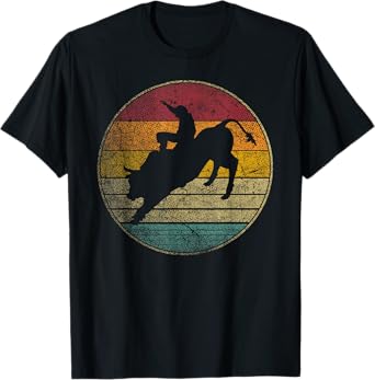 Rodeo Retro Style Bull Riding Cowboy Horse Men Women Kids T-Shirt