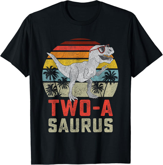 Two a Saurus Birthday T Rex Dino 2nd Dinosaur Matching T-Shirt