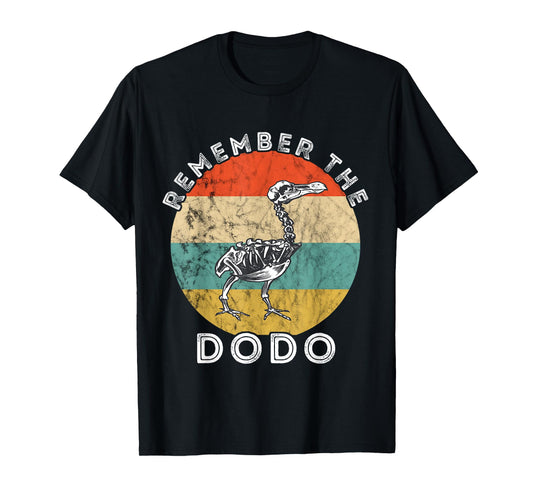 Remember The Dodo Bird Retro Vintage Sunset Skeleton T-Shirt